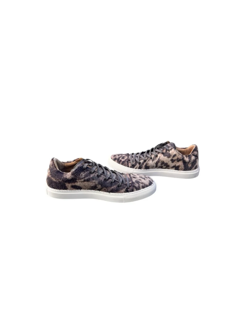 New John Varvatos Reed Calf Hair Animal Print Low Top Lace Up Sneaker Caper 10